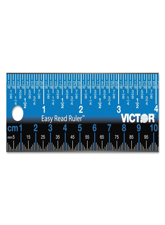 Victor Easy Read Stainless Steel Ruler, Standard/Metric, 18".25 Long, Blue - Image 1