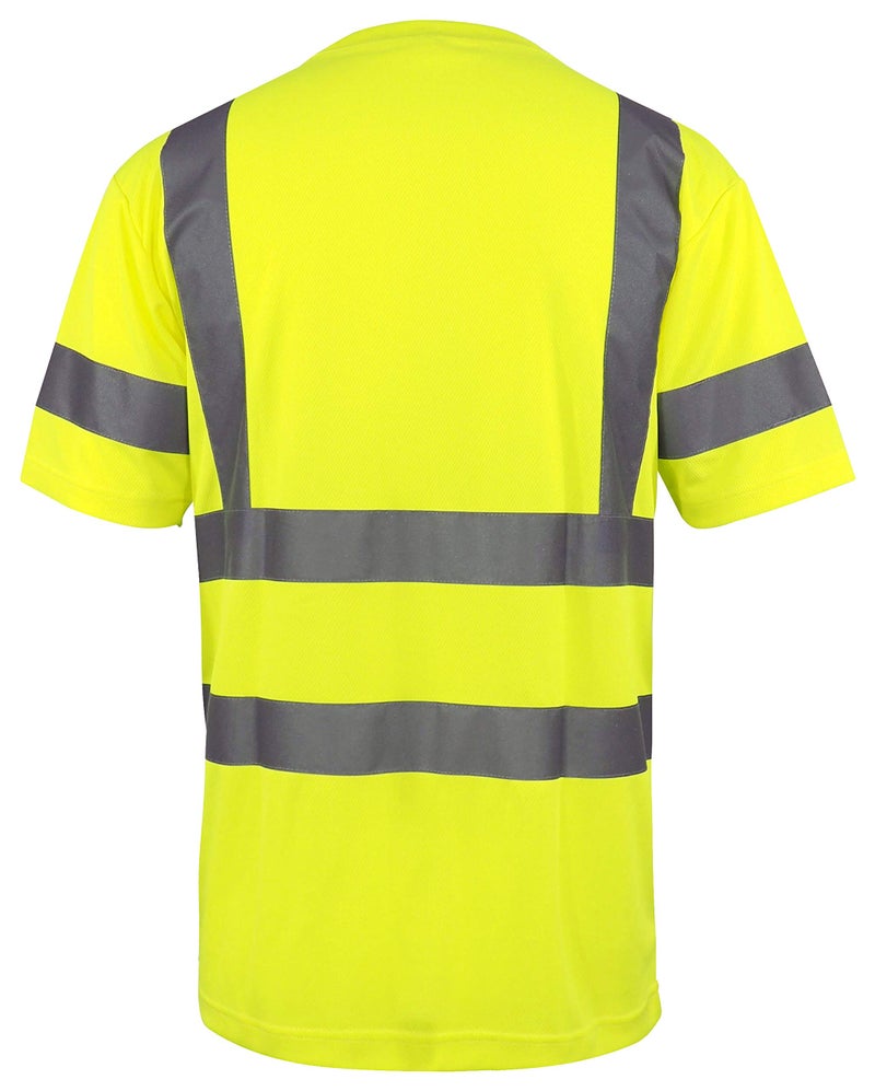 L&M Hi Vis Class 3 T Shirt Reflective Safety Lime Orange Short Long Sleeve HIGH Visibility, Black Bottom (Lime, Medium) - Image 2
