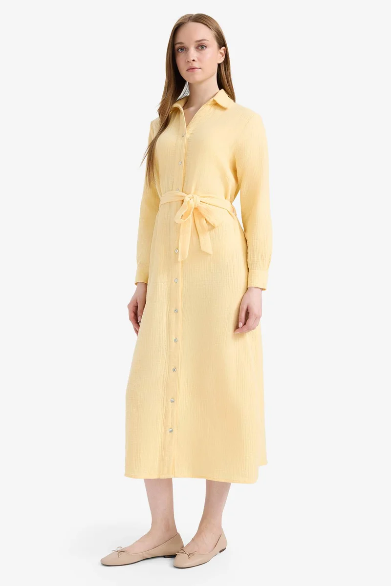 ديفاكتو Shirt Collar Muslin Dress