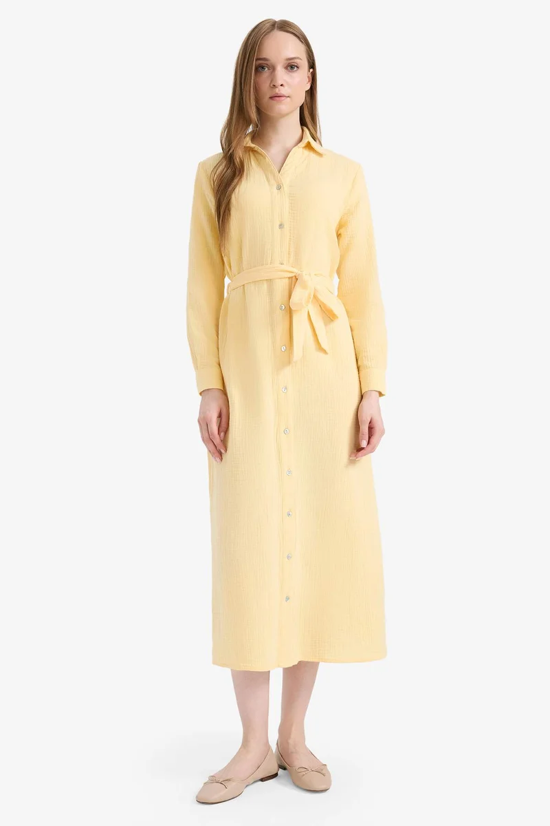 ديفاكتو Shirt Collar Muslin Dress