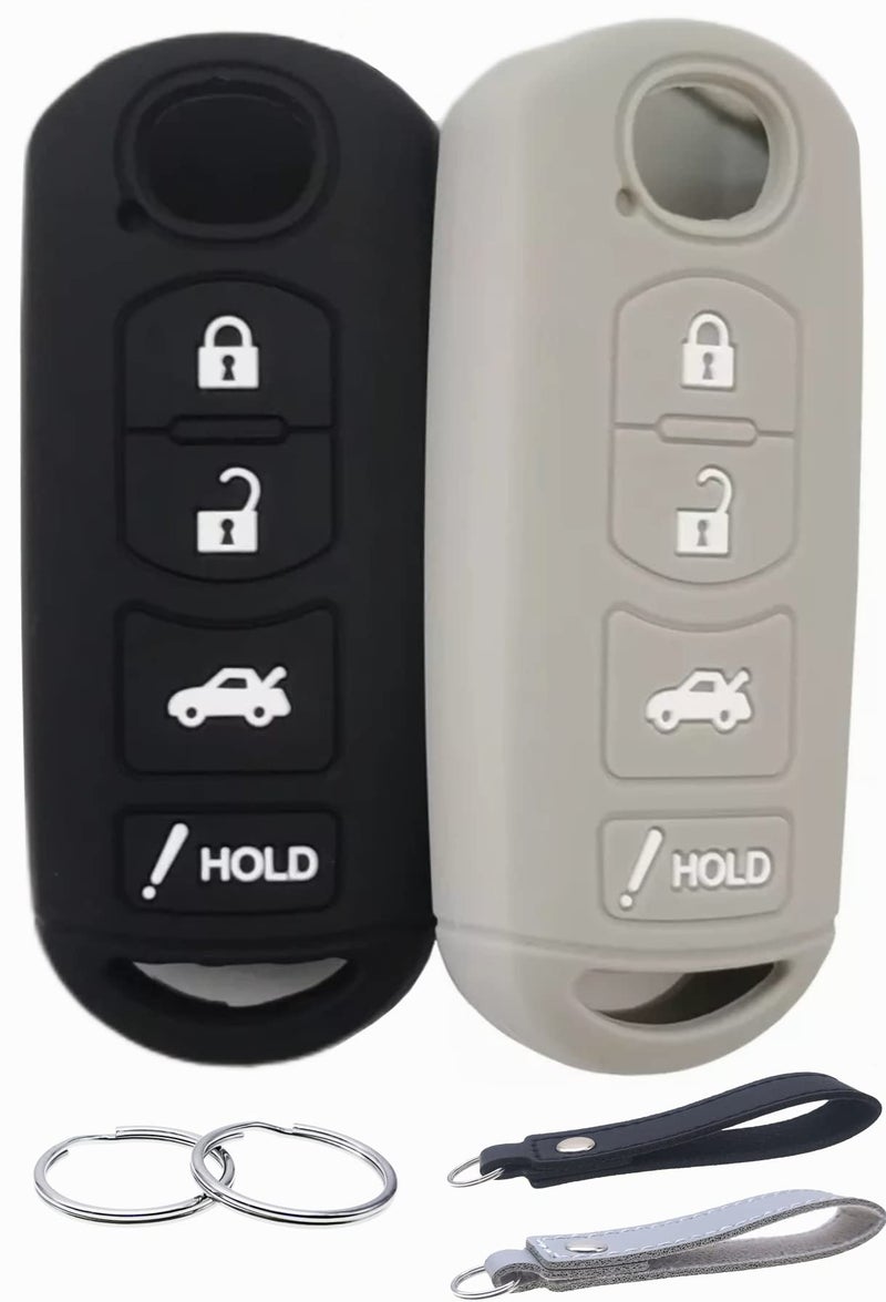 REPROTECTING Silicone Rubber Key Fob Cover Compatible with 2009-2019 Mazda 3 6 CX-5 CX-7 CX-9 MX-5 Miata Toyota Yaris iA Scion iA (Black Grey) - Image 1