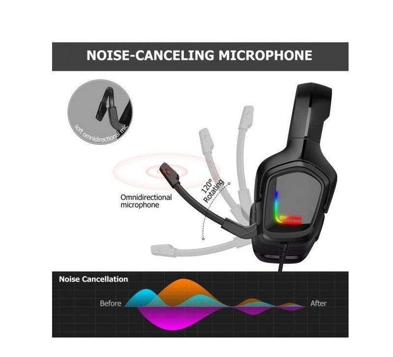 ONIKUMA K20 RGB Gaming Headset – Immersive Sound & Stylish Lighting - Image 3