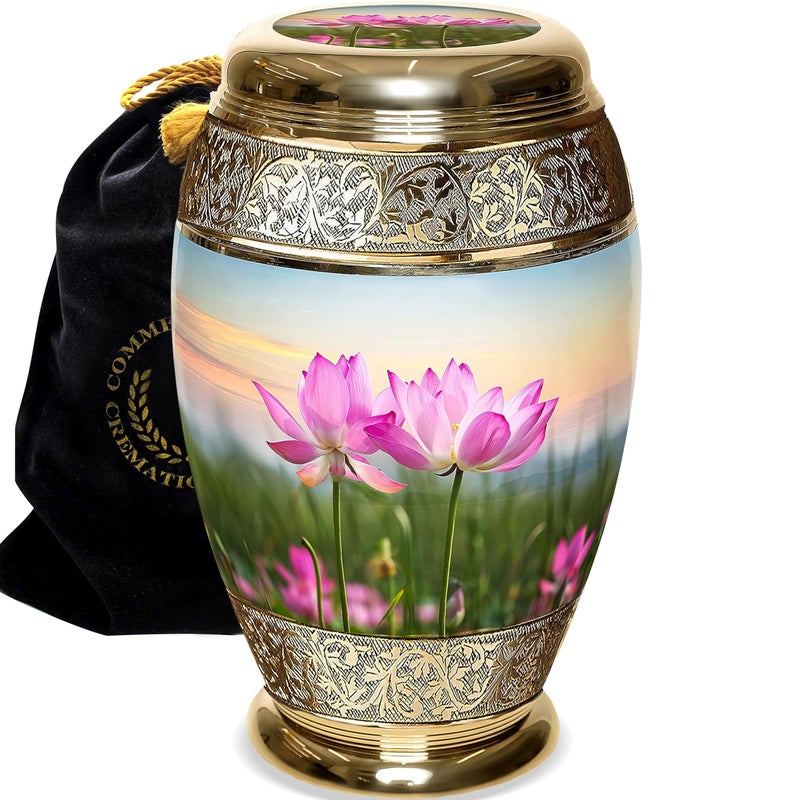 Commemorative Cremation Urns Lotus Tranquility Cremation Urn for Ashes for Women Decorative Urns  Personalized Beautifully Handcrafted Urns for Human Ashes Adult Female 