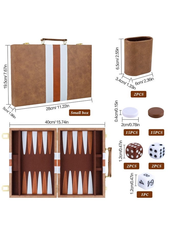 RERIVER RERIVER Backgammon Set 2 Players Classic Backgammon Sets for Adults Board Game with PU Leather Case Portable and Travel Backgammon Set (Retro Brown, 11inch)  - Image 3