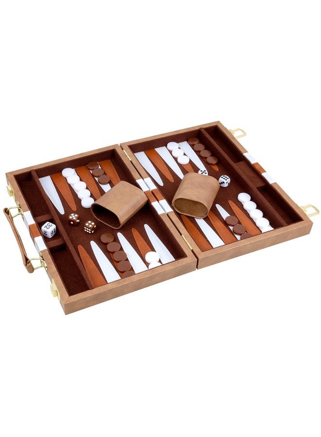 RERIVER RERIVER Backgammon Set 2 Players Classic Backgammon Sets for Adults Board Game with PU Leather Case Portable and Travel Backgammon Set (Retro Brown, 11inch)  - Image 2
