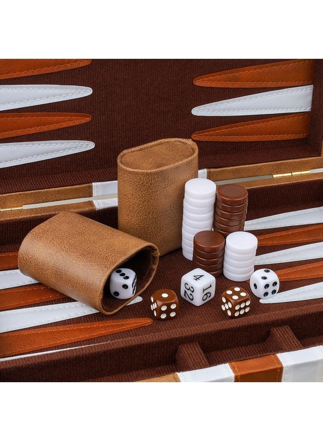 RERIVER RERIVER Backgammon Set 2 Players Classic Backgammon Sets for Adults Board Game with PU Leather Case Portable and Travel Backgammon Set (Retro Brown, 11inch)  - Image 5