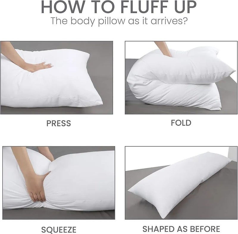 El-Kobtan Extra Long Body Pillow, White, Soft Hypoallergenic Fiber Filling, Breathable Cotton Cover, Full Body Support for Sleeping, Back, Side & Pregnancy Comfort (140 * 40) - Image 2