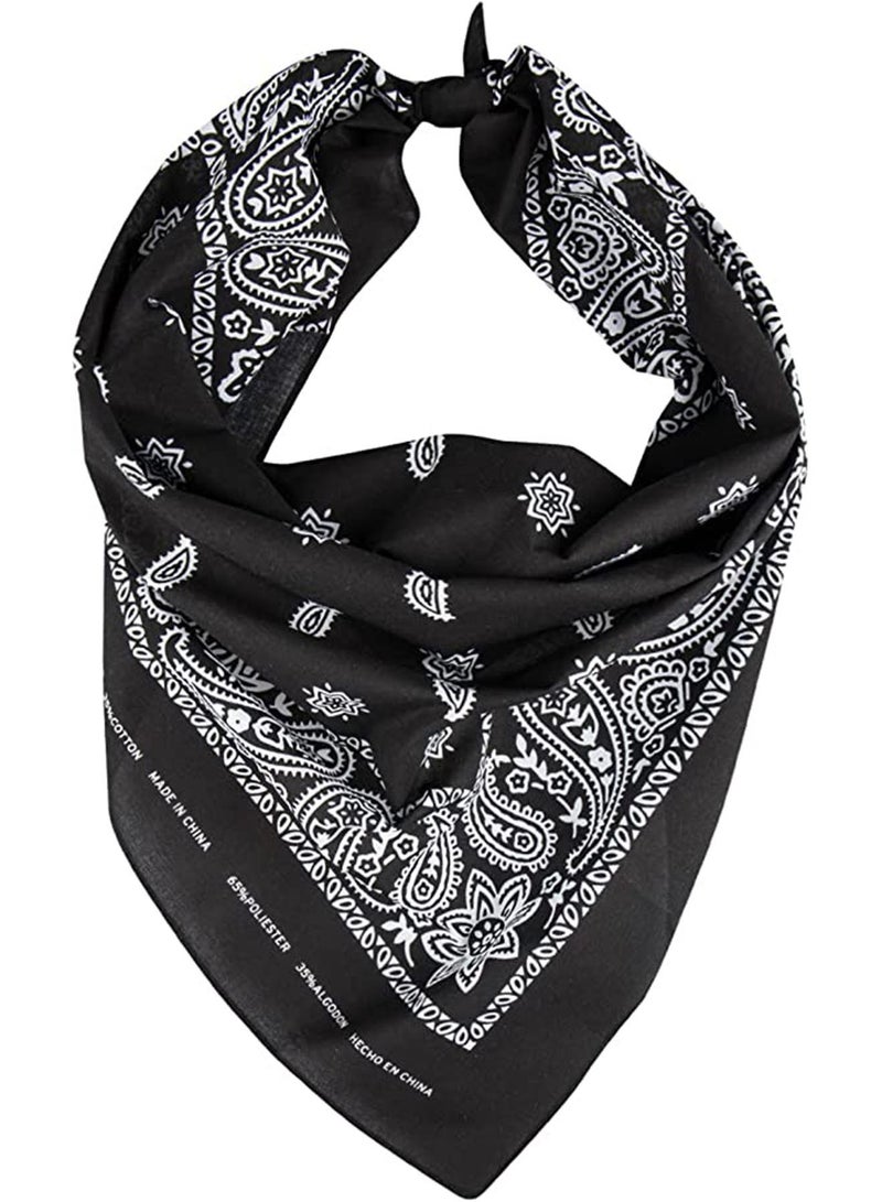 Generic 3 PCS Paisley Print Bandanas Multi-Purpose Assorted Cowboy Bandanas Unisex Head Wrap Scarf Wristband for Adults and Kids 22x22 inch Black  - Image 5