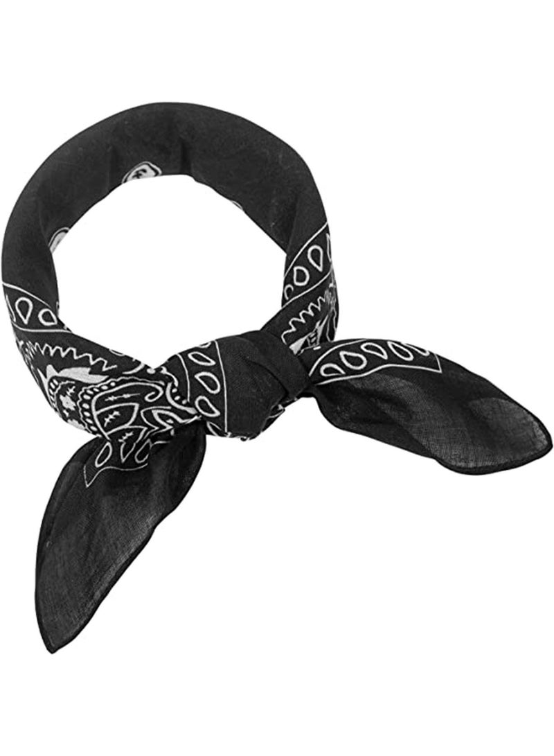 Generic 3 PCS Paisley Print Bandanas Multi-Purpose Assorted Cowboy Bandanas Unisex Head Wrap Scarf Wristband for Adults and Kids 22x22 inch Black  - Image 3