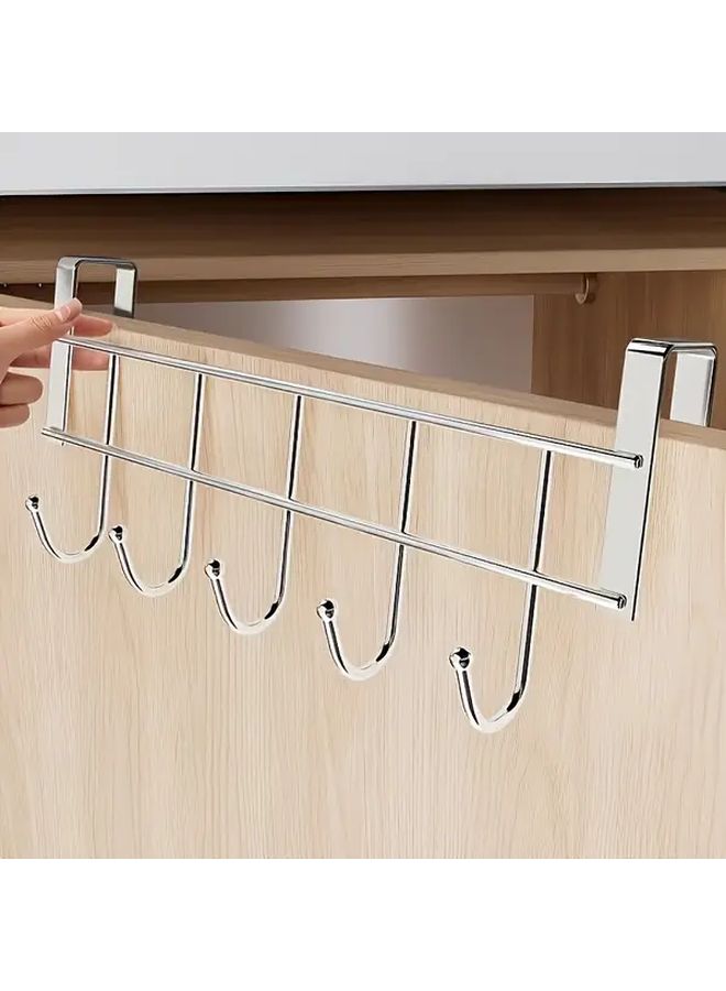 5 Hooks Wall Mounted Metal Door Hanger For Coats Towels Bedroom Bathroom Wardrobe - Image 1