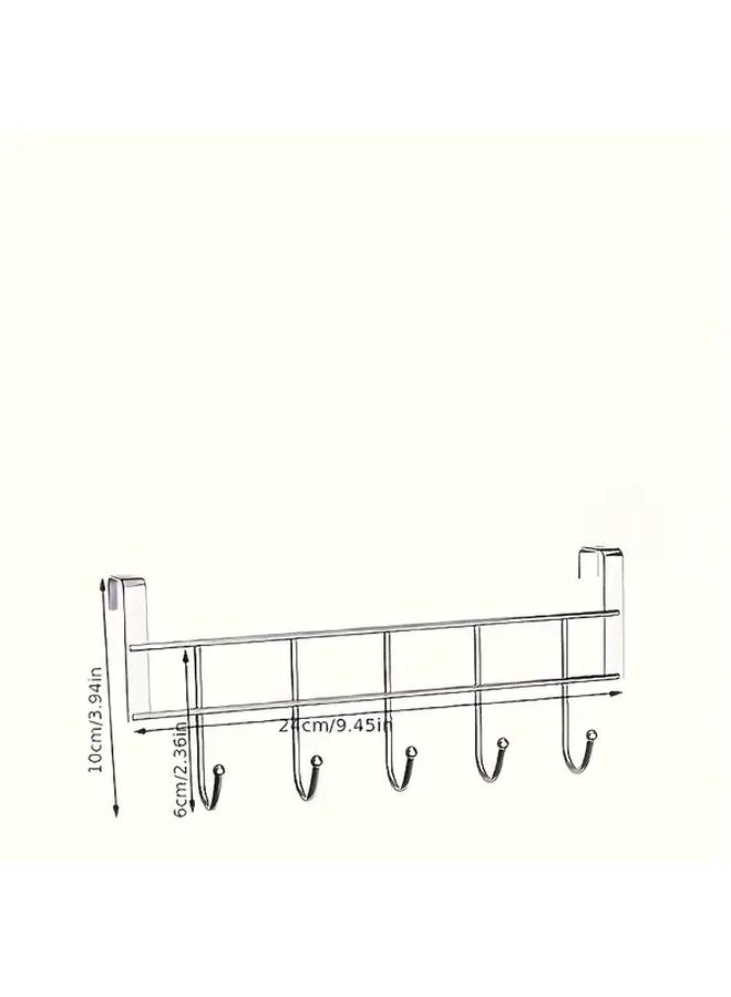 5 Hooks Wall Mounted Metal Door Hanger For Coats Towels Bedroom Bathroom Wardrobe - Image 3