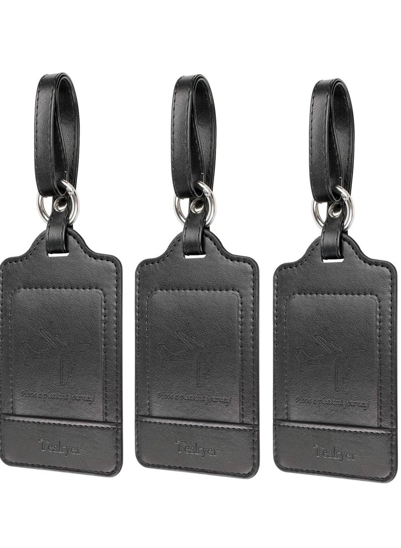 Y&D Luggage Tags, 3 Pack Premium PU Leahter Tags Privacy, Passport Holder Travel Suitcase Tag Case Organizer, Privacy Protection Bag Labels - Image 1