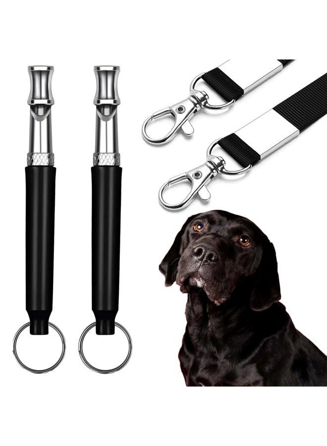 CdbC Dog Whistle - 2Pack Dog Whistle to Stop Barking Neighbor's Dog, Adjustable Ultrasonic Silent Dog Whistle,Helpful for Training Recall (Black with Lanyard) - Image 1
