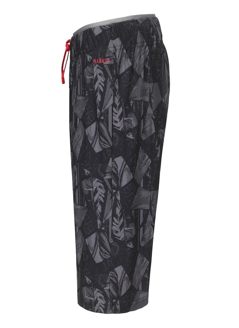 NABAIJI NABAIJI by DECATHLON, Men's Long Swim Shorts 100 Geo Quick-Dry & Comfortable Black  - Image 3