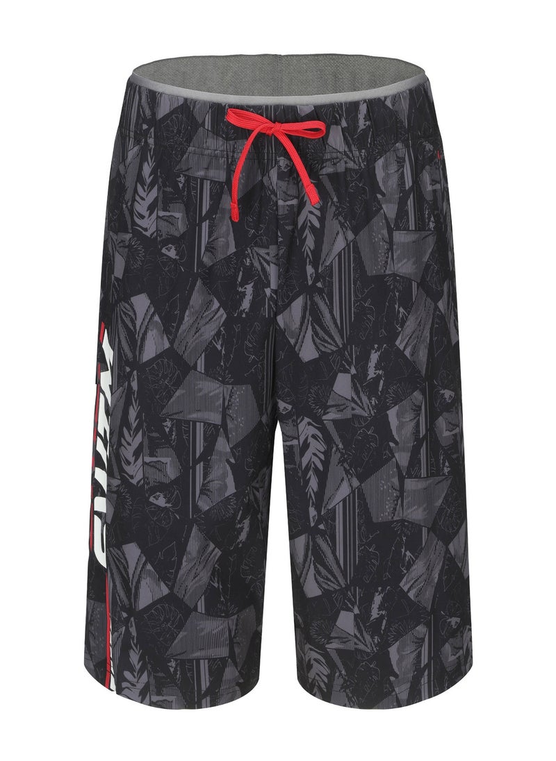NABAIJI NABAIJI by DECATHLON, Men's Long Swim Shorts 100 Geo Quick-Dry & Comfortable Black  - Image 2