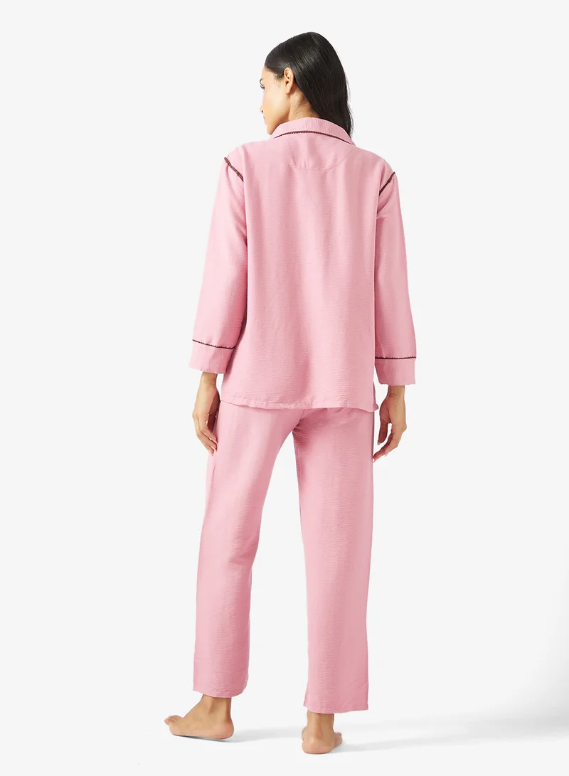 Ginger Relaxed Fit Button Up Shirt & Pyjama Set