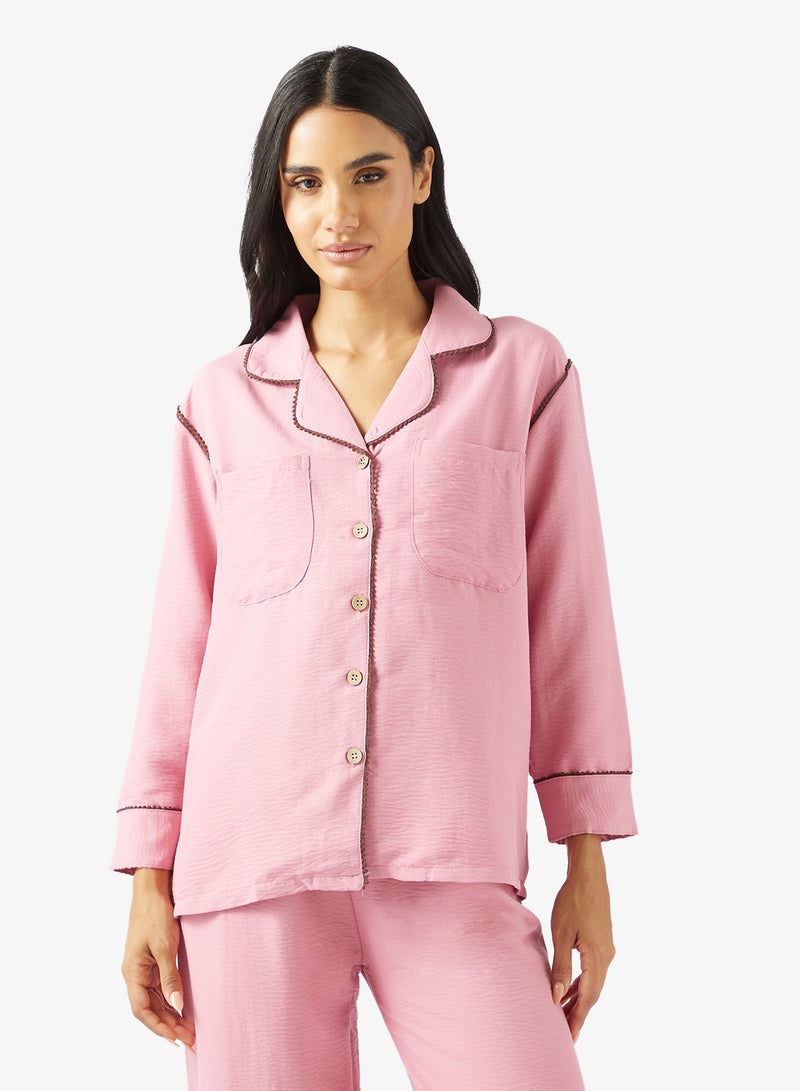 Ginger Relaxed Fit Button Up Shirt & Pyjama Set - Image 3