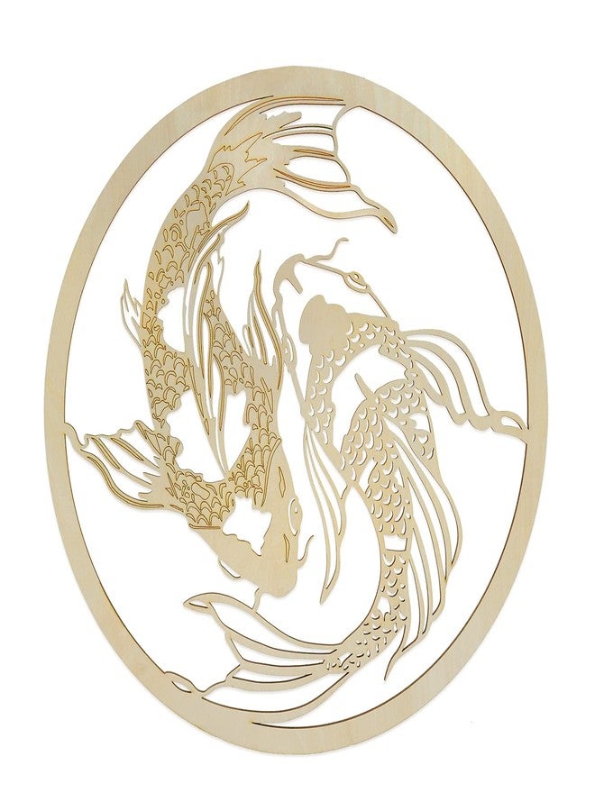 Fourth Level Manufacturing Fourth Level MFG 12" Yin Yang Koi Fish, Asian Wood Wall Art, Zen Home Decoration for Yoga and Meditation, Good Chakra Energy Spiritual Altar Decor, Balance Symbol - Image 1