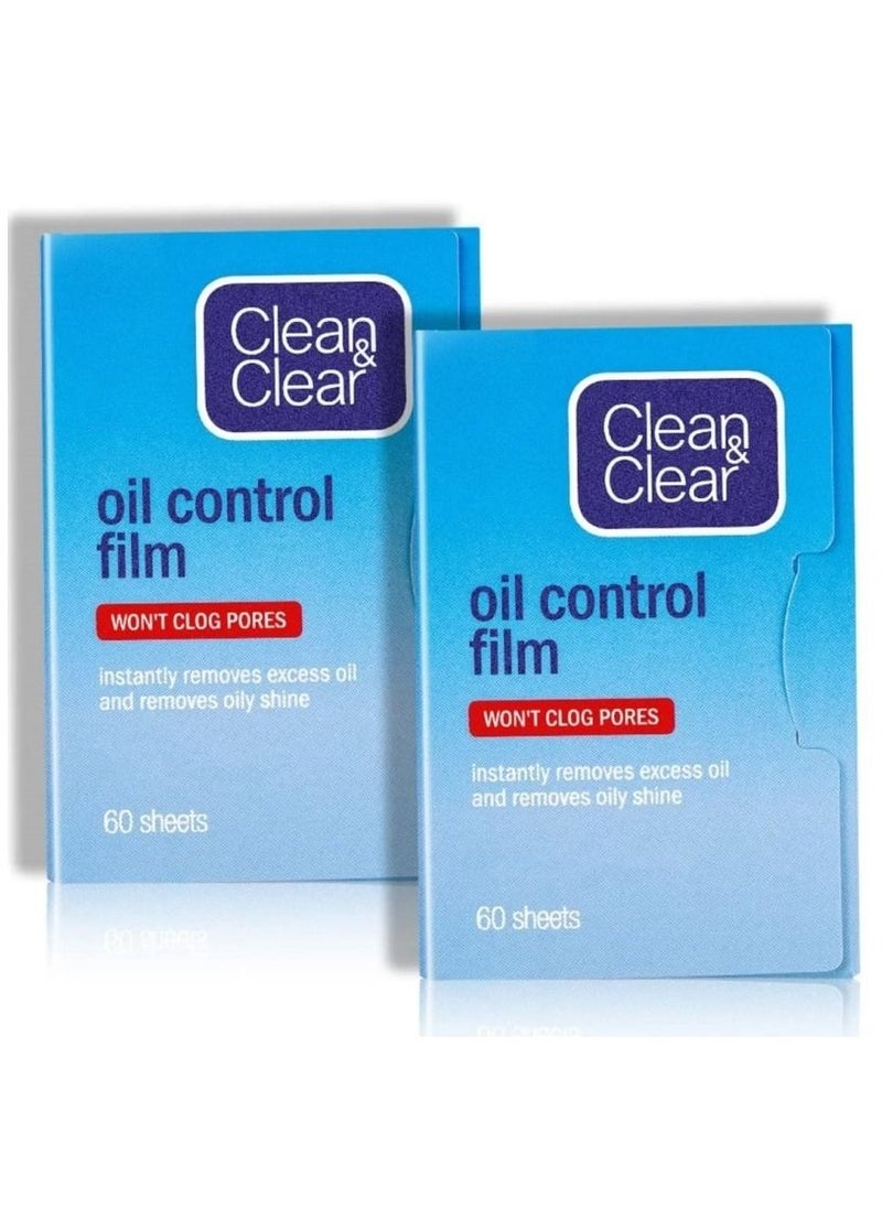 Clean & Clear - 2 Packs (120 sheets) Oil Control Film for Oil-absorbing of Face Makeup Friendly High-performance Handy Face Blotting Paper for Oily Skin - Image 1