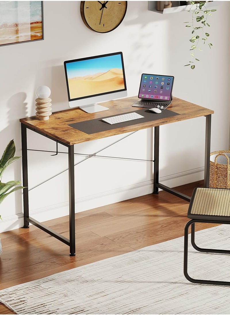 CityRiya-Long - Computer Desk 100cm Home Office Desk Modern Laptop PC Desk Study Table Student Writing Desks with Storage Bag Headphone Hook for Small Space Home Office - Image 1