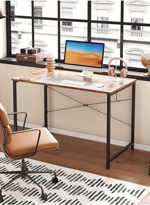 Computer Desk 100cm Home Office Desk Modern Laptop PC Desk Study Table Student Writing Desks with Storage Bag Headphone Hook for Small Space Home Office