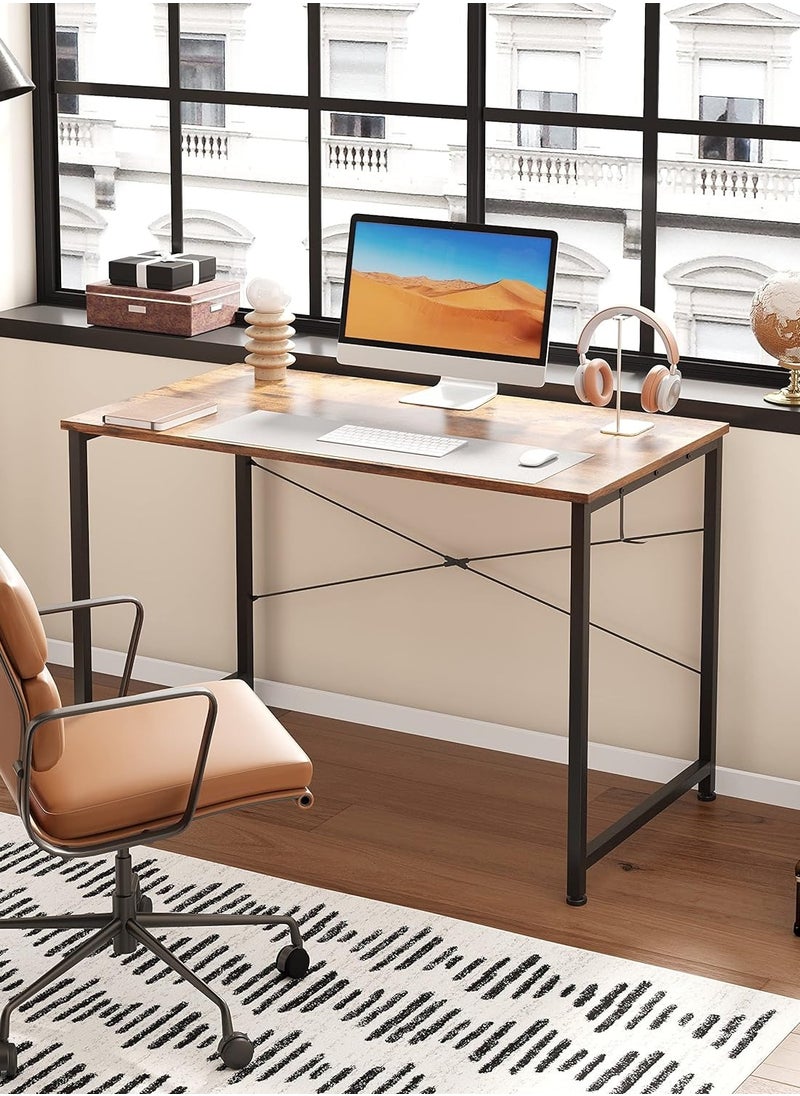 CityRiya-Long - Computer Desk 100cm Home Office Desk Modern Laptop PC Desk Study Table Student Writing Desks with Storage Bag Headphone Hook for Small Space Home Office - Image 1