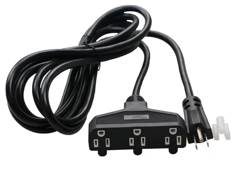 Retafe 3 Outlet Extension Power Cord 105℃ Temperature Resistant Waterproof Cable 14AWG 15A 3 Prong Heavy Duty Outdoor Extension Cord,10Feet(3.1Meters,Black) - Image 1