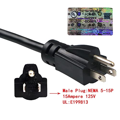 Retafe 3 Outlet Extension Power Cord 105℃ Temperature Resistant Waterproof Cable 14AWG 15A 3 Prong Heavy Duty Outdoor Extension Cord,10Feet(3.1Meters,Black) - Image 4
