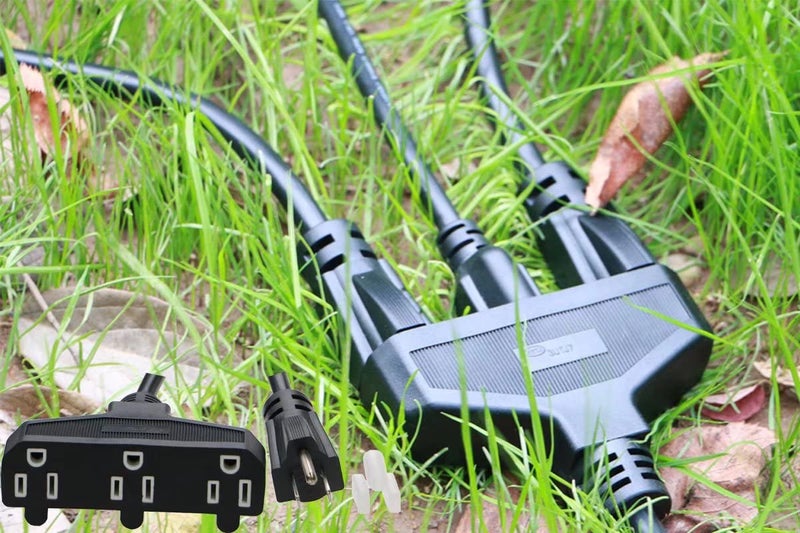 Retafe 3 Outlet Extension Power Cord 105℃ Temperature Resistant Waterproof Cable 14AWG 15A 3 Prong Heavy Duty Outdoor Extension Cord,10Feet(3.1Meters,Black) - Image 2