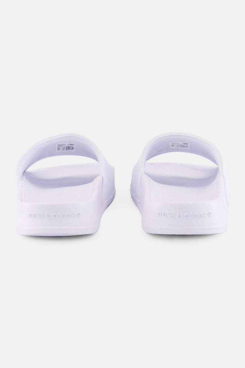 New Balance Women SWM200J3 Brand Logo Slip On Slides, White - Image 4