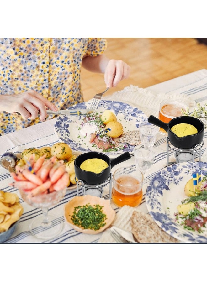 Artestia Butter Warmer for Seafood Set of 4, Ceramic Lobster Butter Warmers with 4 Pieces Tealight Candles for Melting Butter, Chocolate, with Handle, Dishwasher Safe, Black - Image 3