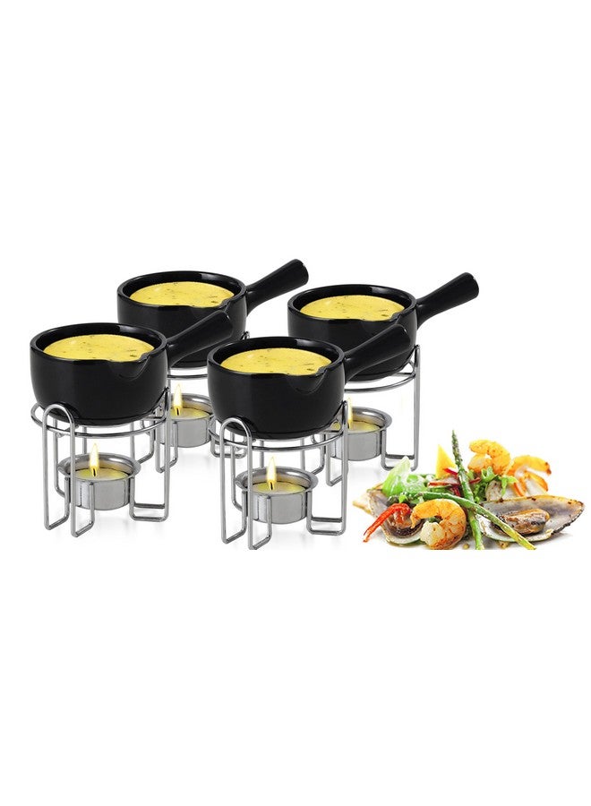 Artestia Butter Warmer for Seafood Set of 4, Ceramic Lobster Butter Warmers with 4 Pieces Tealight Candles for Melting Butter, Chocolate, with Handle, Dishwasher Safe, Black - Image 1