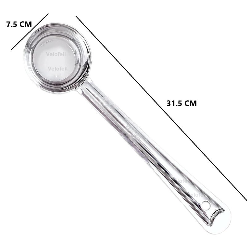 Velofeil Set of 6 Stainless Steel Kitchen Tools 235cm Panja Plain Rice Spoon 285cm Large Pan Spoon 36cm Skimmer Jhara 315 cm Laddle 305cm Turner Spatula Ideal for Cooking Serving - Image 5