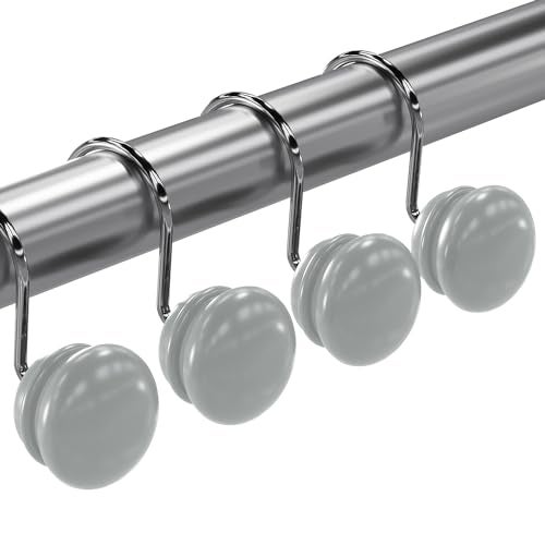 Creative Scents Grey Shower Curtain Hooks Decorative - Set of 12 Gray Shower Curtain Rings for Bathroom Shower Rod - Decorative Shower Hooks for Shower Curtain for Bathroom Decor - Image 3