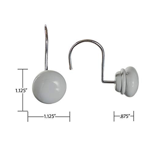Creative Scents Grey Shower Curtain Hooks Decorative - Set of 12 Gray Shower Curtain Rings for Bathroom Shower Rod - Decorative Shower Hooks for Shower Curtain for Bathroom Decor - Image 4