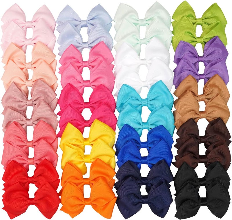 JOYOYO 4 inch Hair Bows for Girls in Pairs, 40 Colors Grosgrain Ribbon Bow with Alligator Hair Clips for Baby Girls Toddlers and schoolgirls. - Image 1