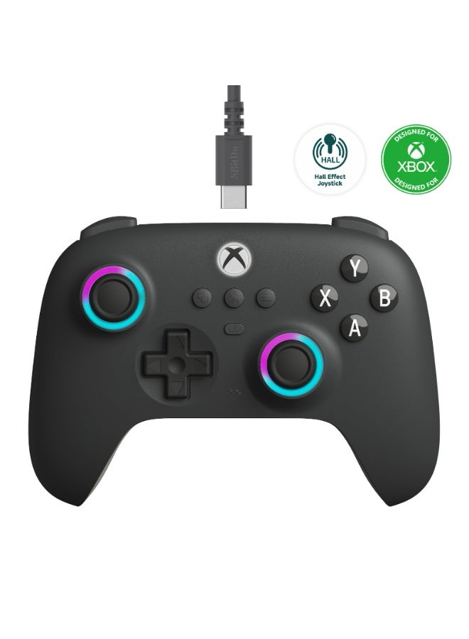 8بت دو وحدة تحكم سلكية 8BitDo Ultimate C لأجهزة Xbox مزودة بعصا تحكم ومحفزات تعمل بتقنية Hall Effect، وحلقة إضاءة RGB، متوافقة مع Xbox Series X|S وXbox One وWindows 10/11 - مرخصة رسميًا (رمادي داكن) - Image 1