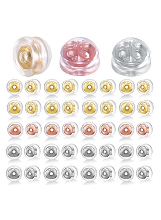 Earring Backs, 20Pcs 925 Sterling Silver Clear Silicone Earring Backs for KIds Women Girls