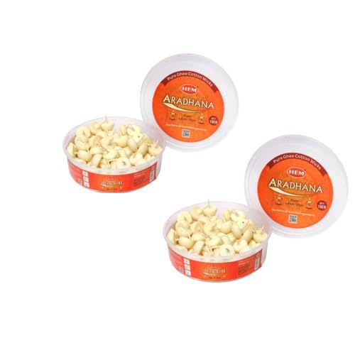 Hem Aradhna Pure Ghee Diya with Batti Pack of 100 Diyas | Pooja Room Items for Home | Wax Free | Ghee Wicks for Prayers, Rituals & Special Occasions | 30 mins Burning Time| Set of 2 - Image 1