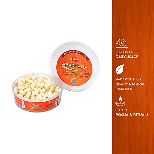 Hem Aradhna Pure Ghee Diya with Batti Pack of 100 Diyas | Pooja Room Items for Home | Wax Free | Ghee Wicks for Prayers, Rituals & Special Occasions | 30 mins Burning Time| Set of 2 - Image 4