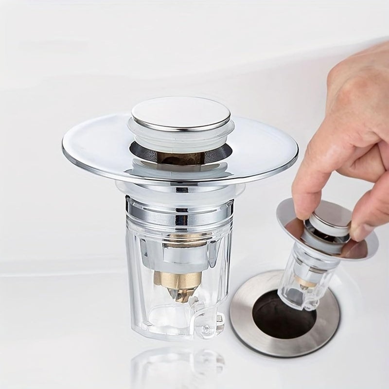 Excefore Bathroom Sink Stopper, Universal Basin Pop-Up Bathroom Drain Plugs, Anti-Odor Sink Bathtub Drain Strainers, Anti Clogging Bathroom Sink Drain Strainers, For Bathroom, Bathtub And Kitchen - Image 1