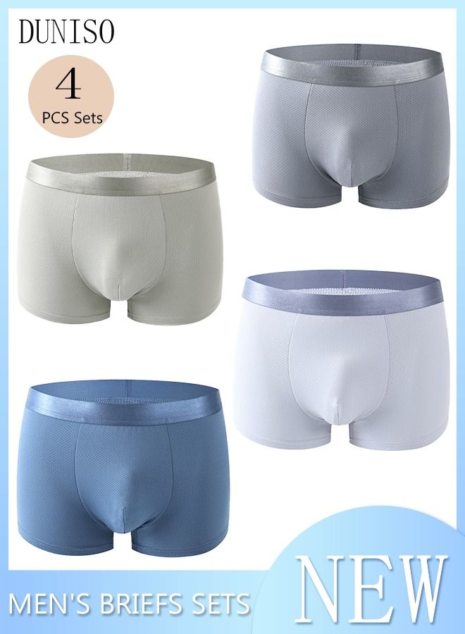 DUNISO 4 Packs Men's Briefs Set Cotton Underwear  Breathable and Comfortable Underpants with High Elastic Waistband Boxer Briefs for Teenager Multi-Colors Available Briefs  - Image 1