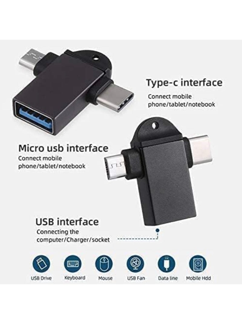 محول Otg ذكر 2 في 1 نوع سي ومايكرو . او تي جي ذكر الى USB A 3.0 انثى، نقل بيانات عالي السرعة للابتوب والموبايلات والتابلت والهواتف الذكية (متعدد الالوان)  - Image 5