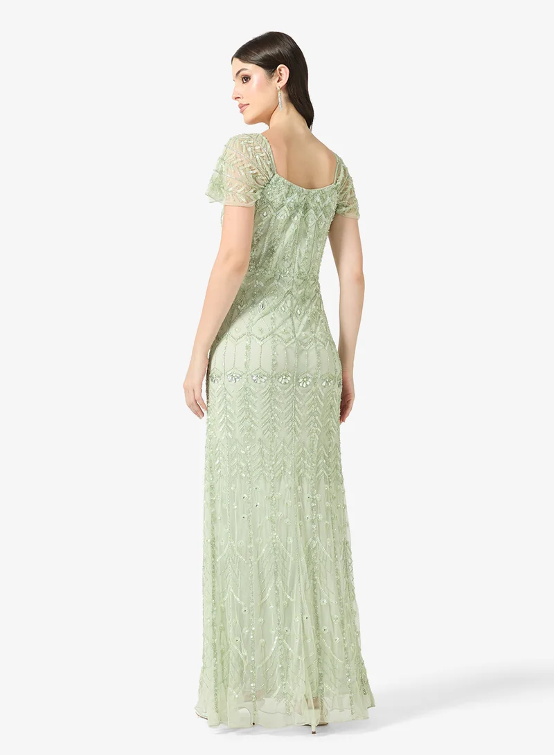 Namshi x Corset Bodice Bead Embellished Evening Gown