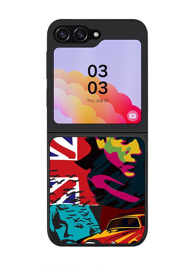 Stylizedd Rugged Black edge case for Samsung Galaxy Z Flip5, Slim fit Soft Case Flexible Rubber Edges Anti Drop TPU Gel Thin Cover -  Retro Spy - Image 1