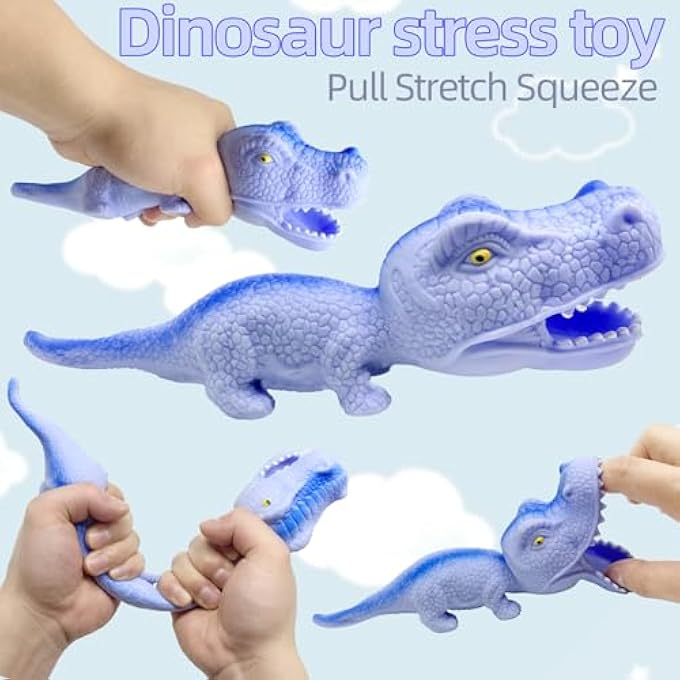 AiSiXin Dinosaur Squishy Toys Dino Stress Balls for Kids, Stretchy Stress Relief Ball Squeeze Toys, Sand-Filled Dinosaur Sensory Toys, Dino Fidget Toys for Adult (Blue) - Image 3