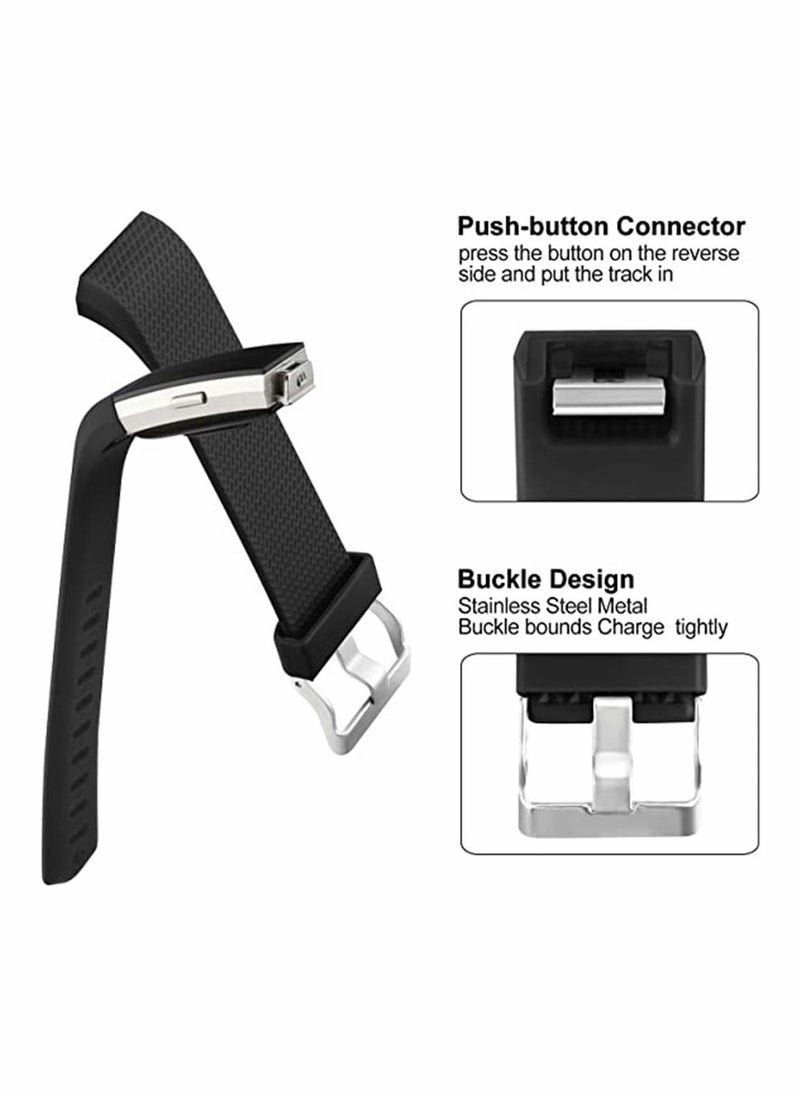 Y&D 3 Pack Waterproof Bands Compatible with for Fitbit Charge 2, Classic and Special Edition Replacement Silicone Wristbands Women Men (Black, Gray, Dark Blue)  - Image 3