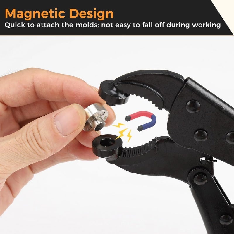 Heavy-Duty Snap Setter Kit With Adjustable Bolt, 140 Snaps, 3 Molds, Perforation Tool, And Storage Case For Canvas And Leather - Image 4