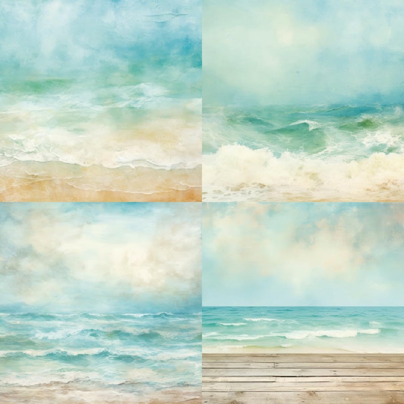 DESEACO Scrapbook Paper Pad 6x6 Craft Paper Single-Sided Watercolor Seaside Background Beach Ocean Theme, Wedding, Birthday Party Decoration Sheets 24 - Image 3