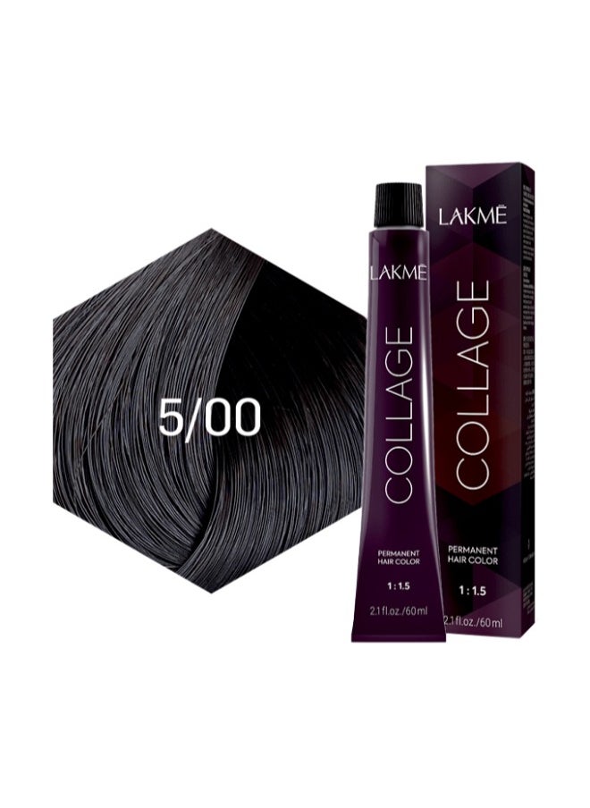 LAKME Collage Permanent Hair Color 5/00 Light Brown , 60Ml  - Image 1